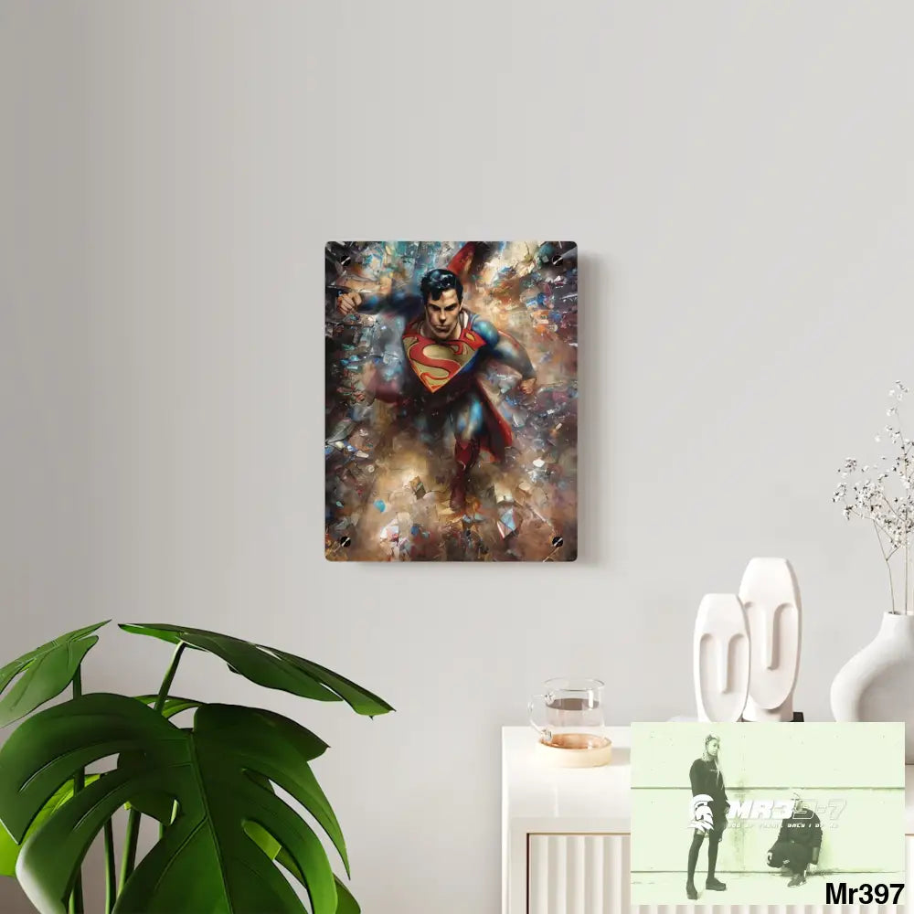 SuperResolution Superman Steampunk Painterly Graphic Acrylic Wall Art Panels Home Decor