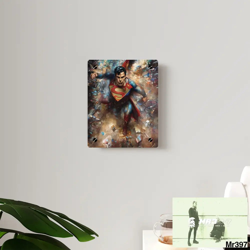 SuperResolution Superman Steampunk Painterly Graphic Acrylic Wall Art Panels Home Decor