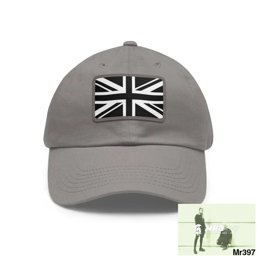 Tactical Union Jack GBR Dad Hat with Leather Patch (Rectangle) Grey / Grey patch / Rectangle / One size Hats
