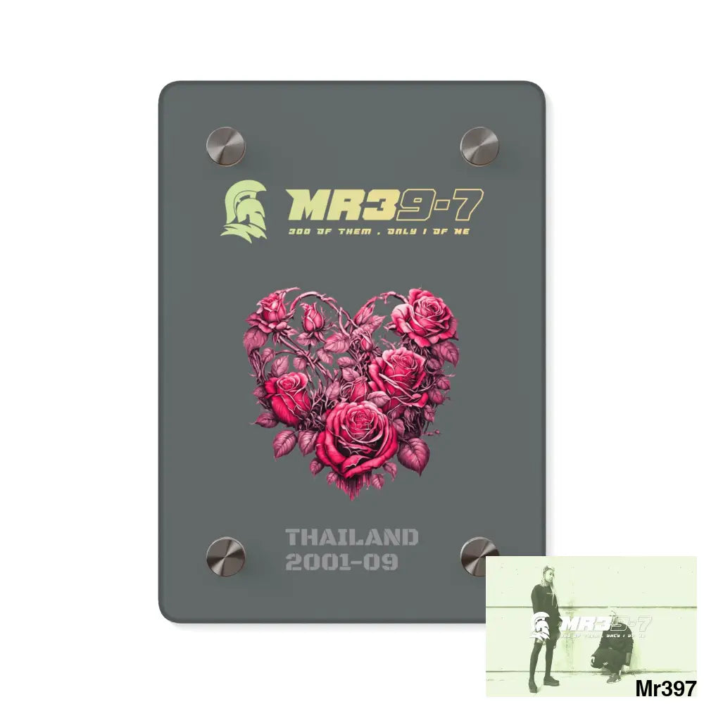 Thailand 2001--09 Heart Made of Pink Roses Beautiful Floral wall art acrylics Wall art panels 5’’ x 7’’ (Vertical)