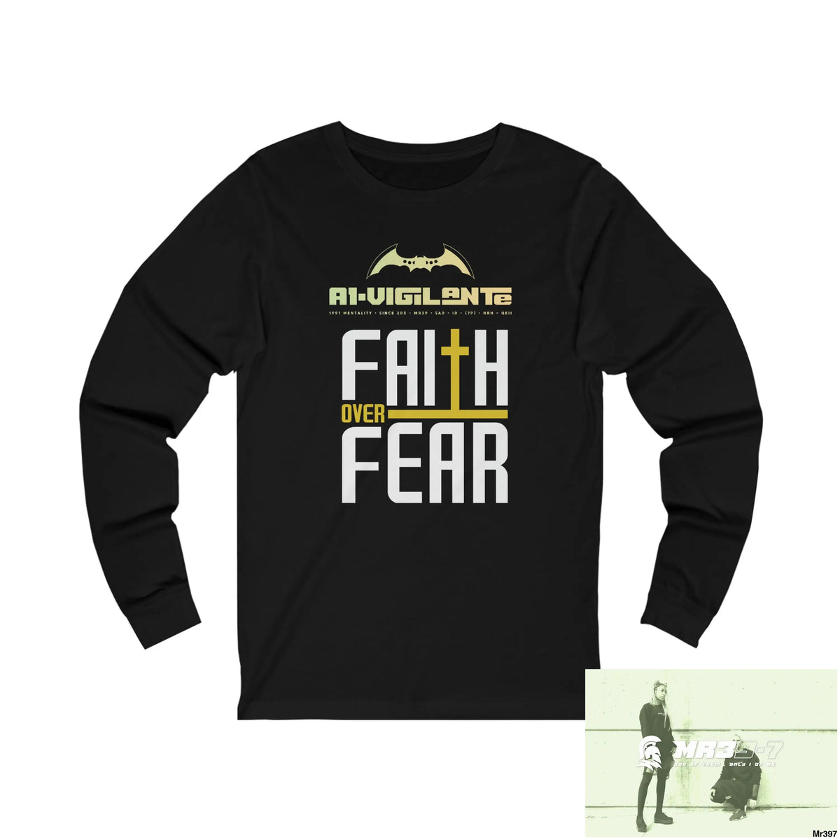 Thailand A1Vigilante Faith over Fear Unisex Jersey Long Sleeve Tee S / Black Long-sleeve