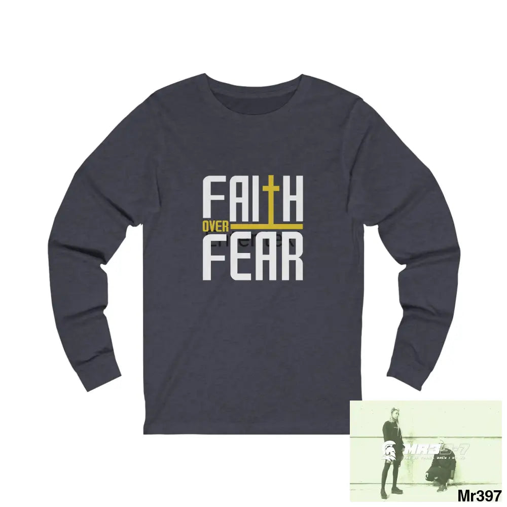 Thailand A1Vigilante Faith over Fear Unisex Jersey Long Sleeve Tee S / Heather Navy Long-sleeve