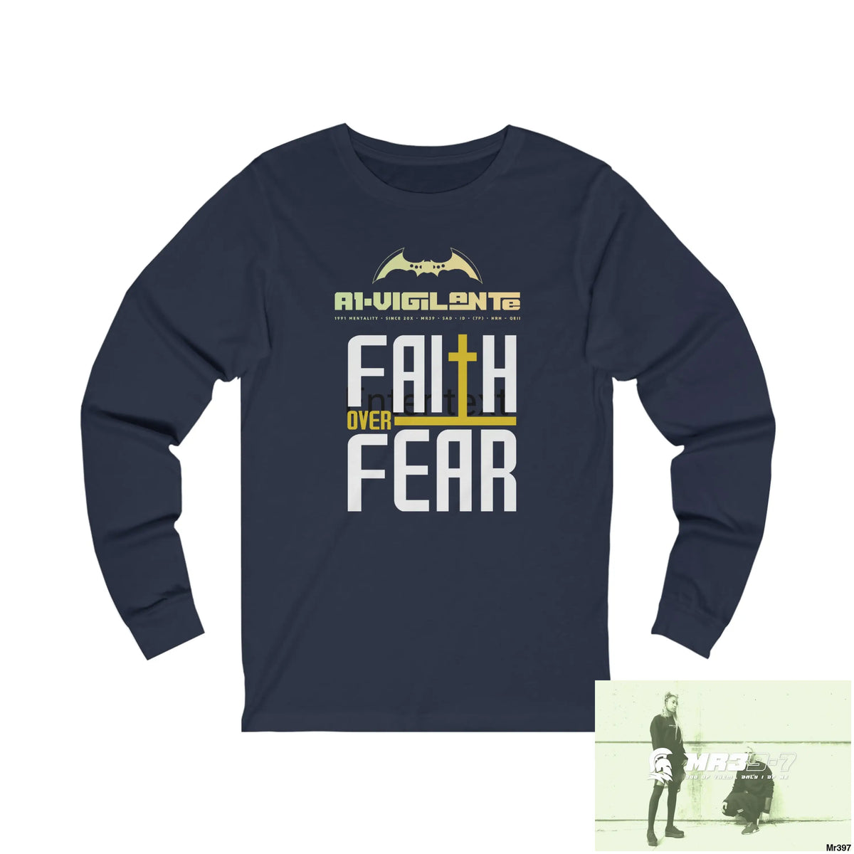 Thailand A1Vigilante Faith over Fear Unisex Jersey Long Sleeve Tee S / Navy Long-sleeve