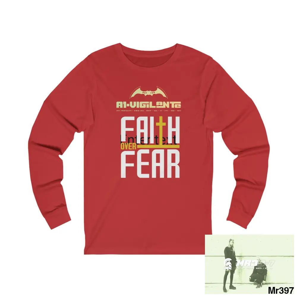 Thailand A1Vigilante Faith over Fear Unisex Jersey Long Sleeve Tee S / Red Long-sleeve