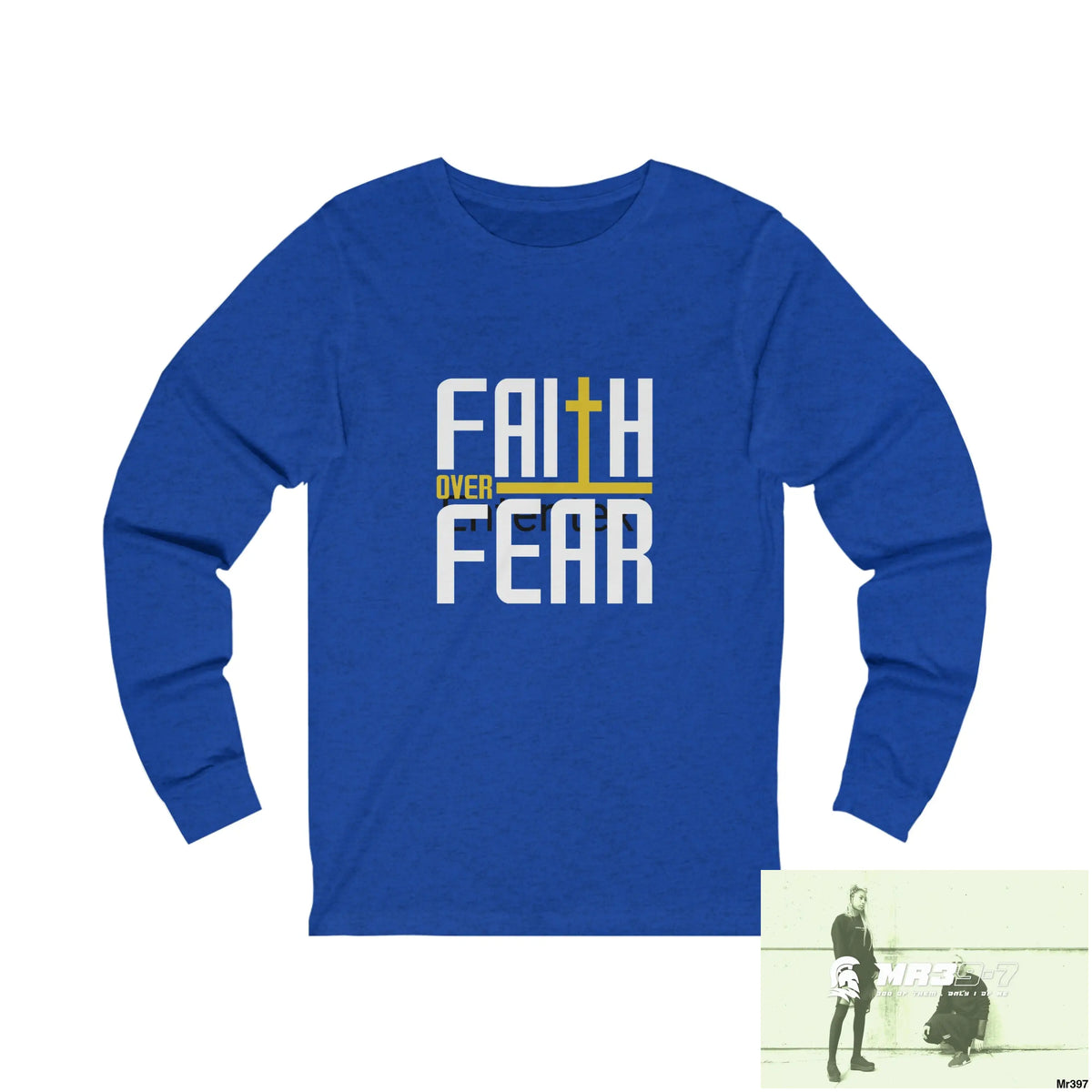 Thailand A1Vigilante Faith over Fear Unisex Jersey Long Sleeve Tee XL / True Royal TriBlend Long-sleeve