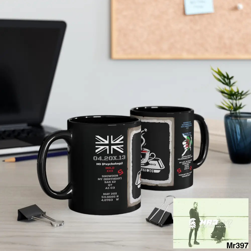 The 3 SAS Links -Thailand -Barmouth -Hergest Mental Health VAR My Deaths Fail 2001 -2025 11oz Tactical GB / Black Mug