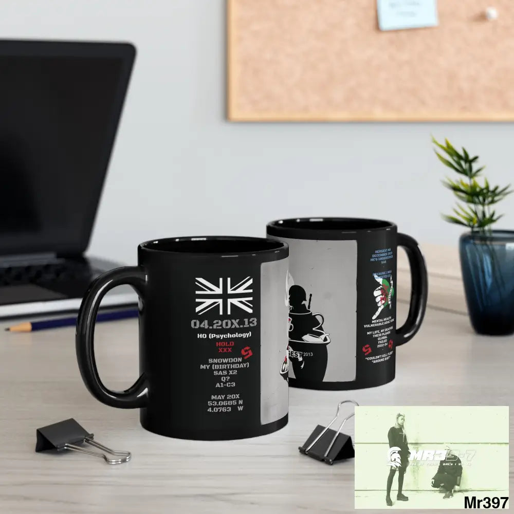 The 3 SAS Links -Thailand -Barmouth -Hergest Mental Health VAR My Deaths Fail 2001 -2025 11oz Tactical GB / Black Mug