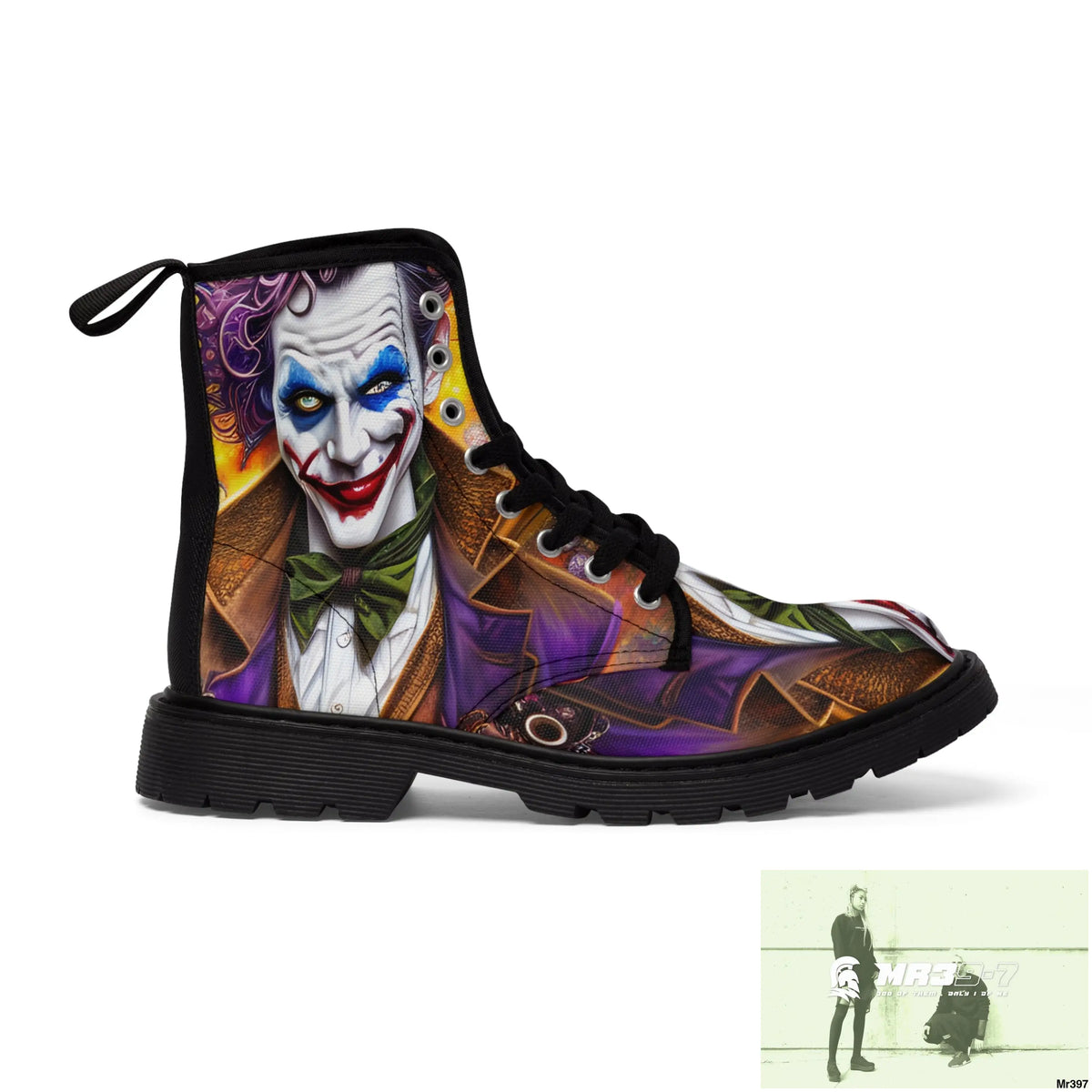 The 3D Steampunk Joker Hearts Tribal Fractal Women’s Canvas Boots Shoes