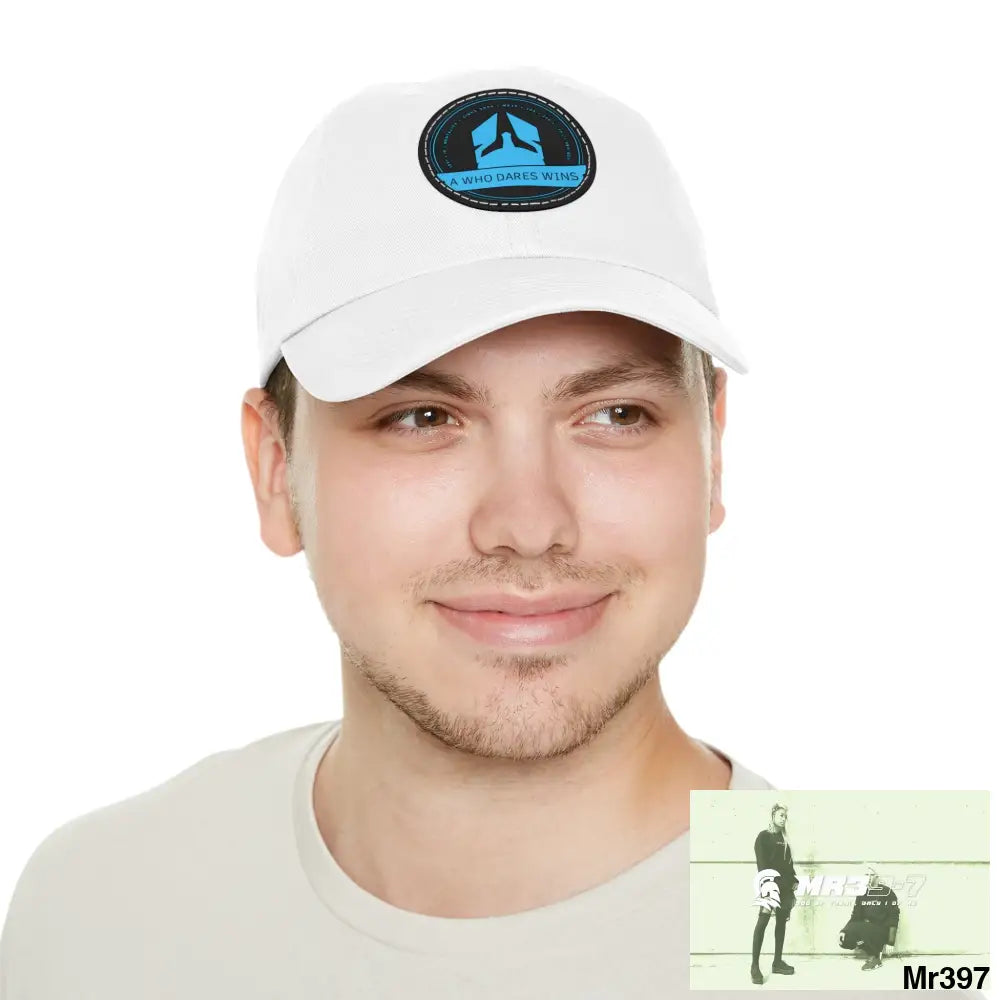 The A Who Dares Wins Dad Hat with Leather Patch (Round) Hats