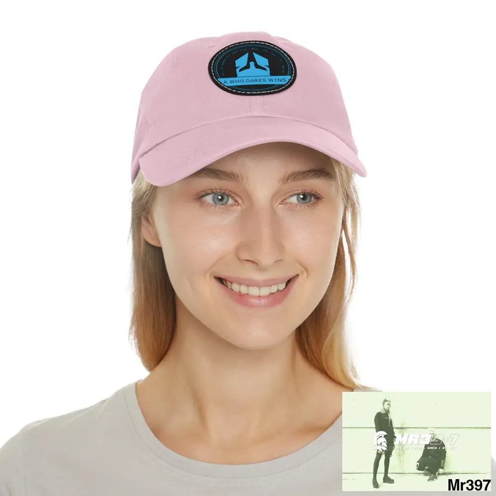 The A Who Dares Wins Dad Hat with Leather Patch (Round) Hats