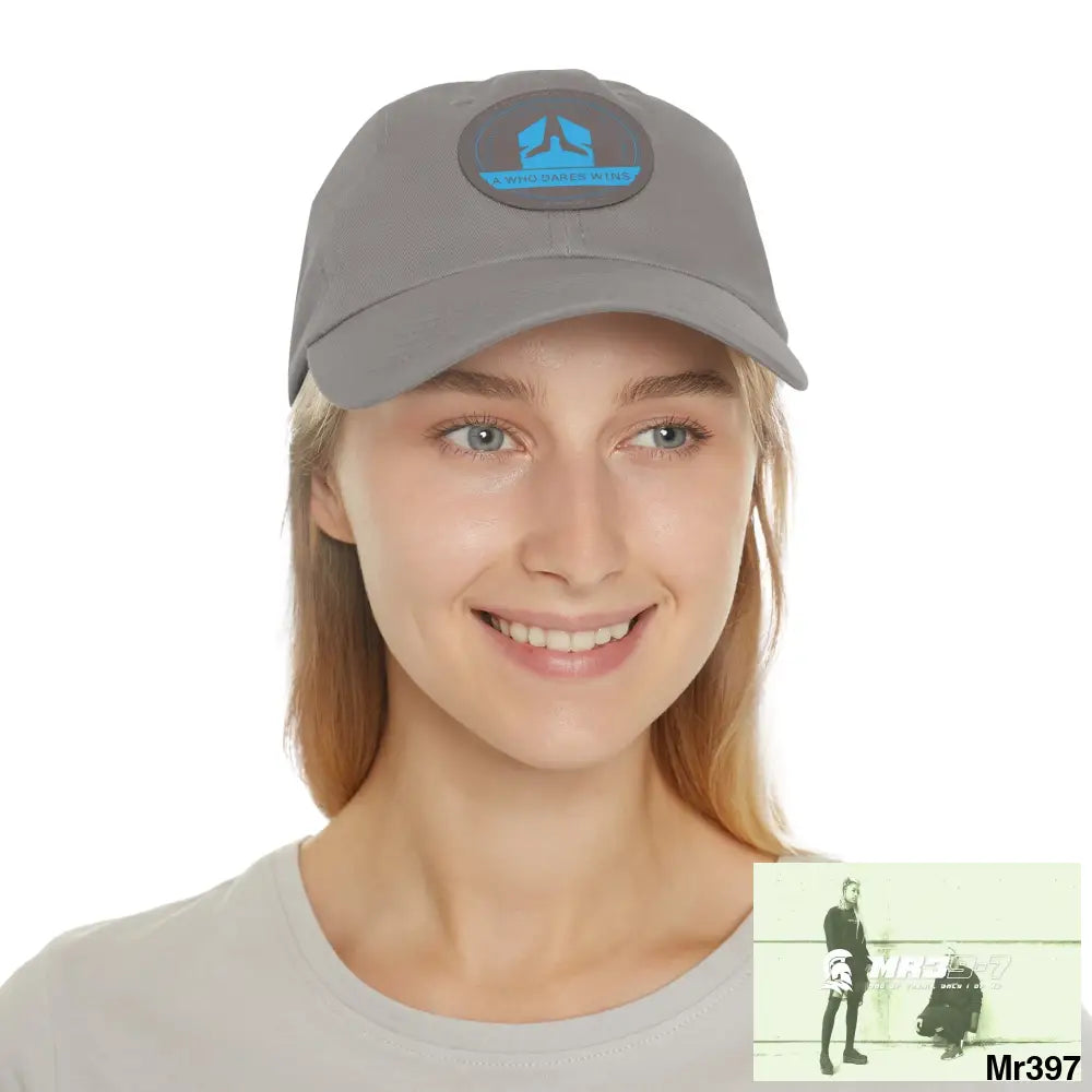 The A Who Dares Wins Dad Hat with Leather Patch (Round) Hats