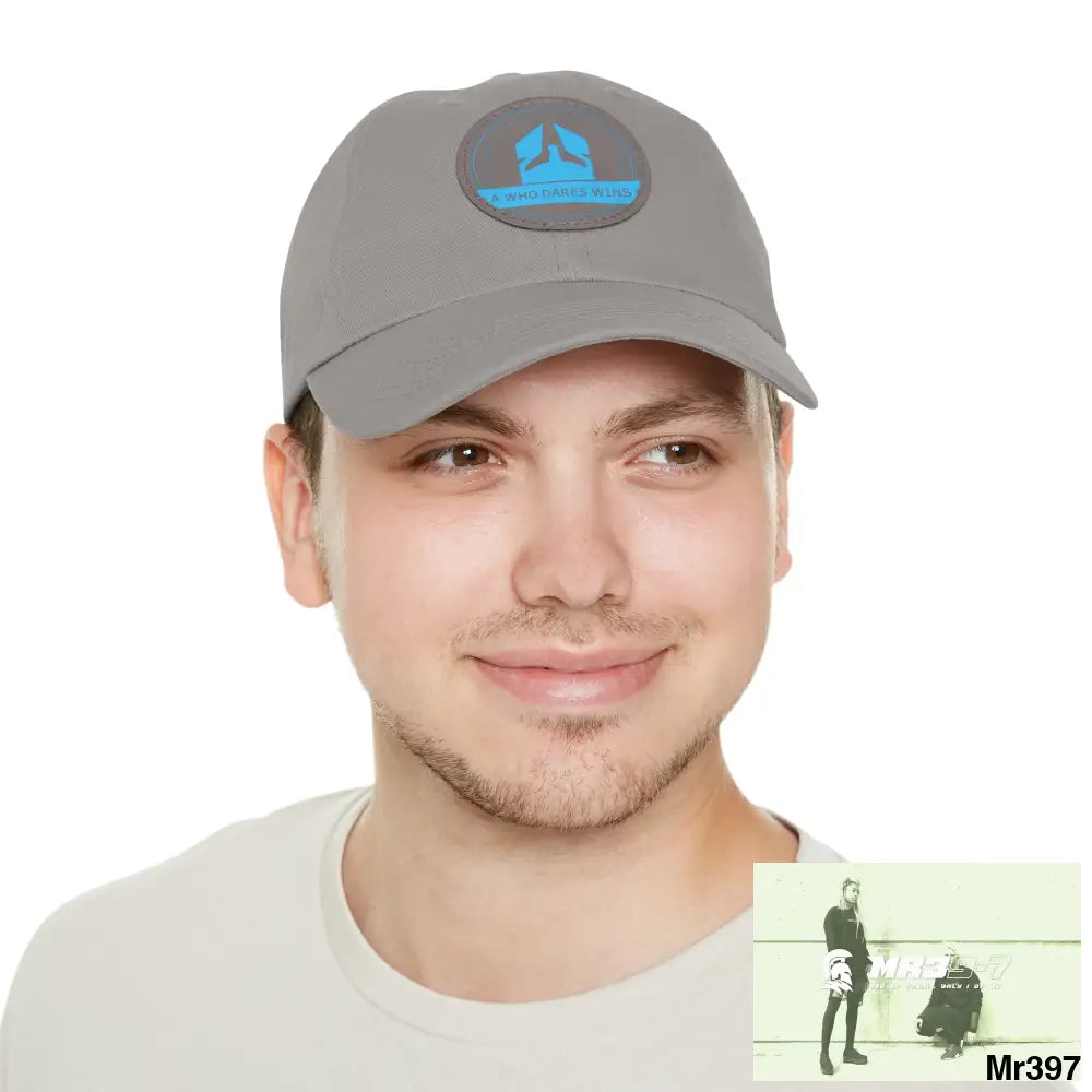 The A Who Dares Wins Dad Hat with Leather Patch (Round) Hats
