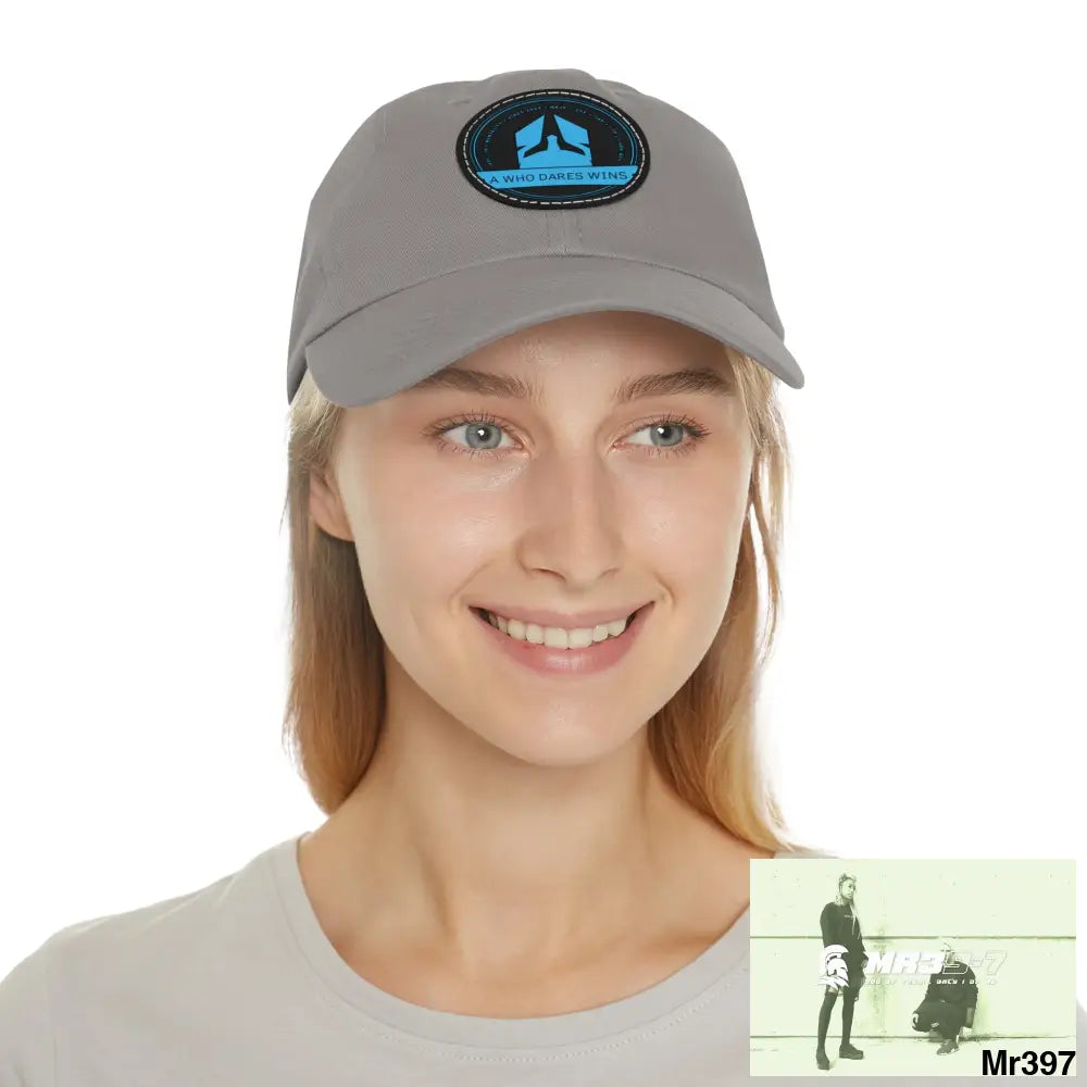The A Who Dares Wins Dad Hat with Leather Patch (Round) Hats