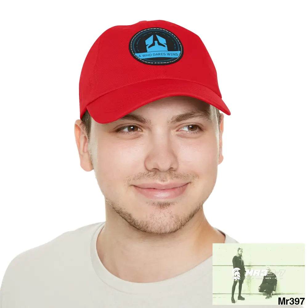 The A Who Dares Wins Dad Hat with Leather Patch (Round) Hats