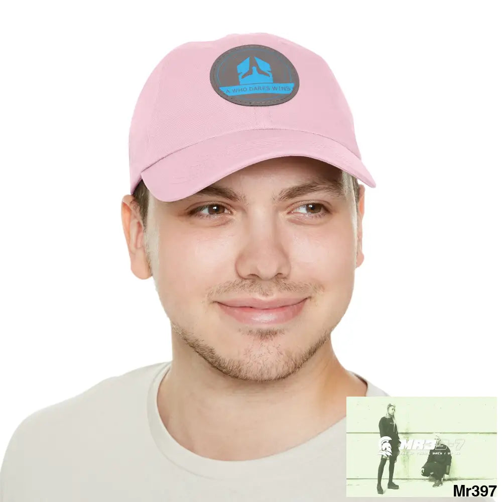 The A Who Dares Wins Dad Hat with Leather Patch (Round) Hats
