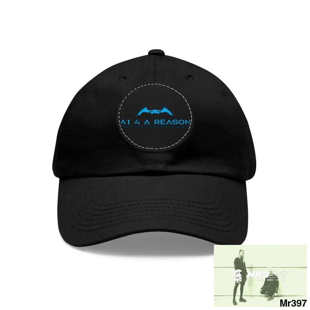 The A1 4 A Reason Dad Hat with Leather Patch (Round) Black / Black patch / Circle / One size Hats