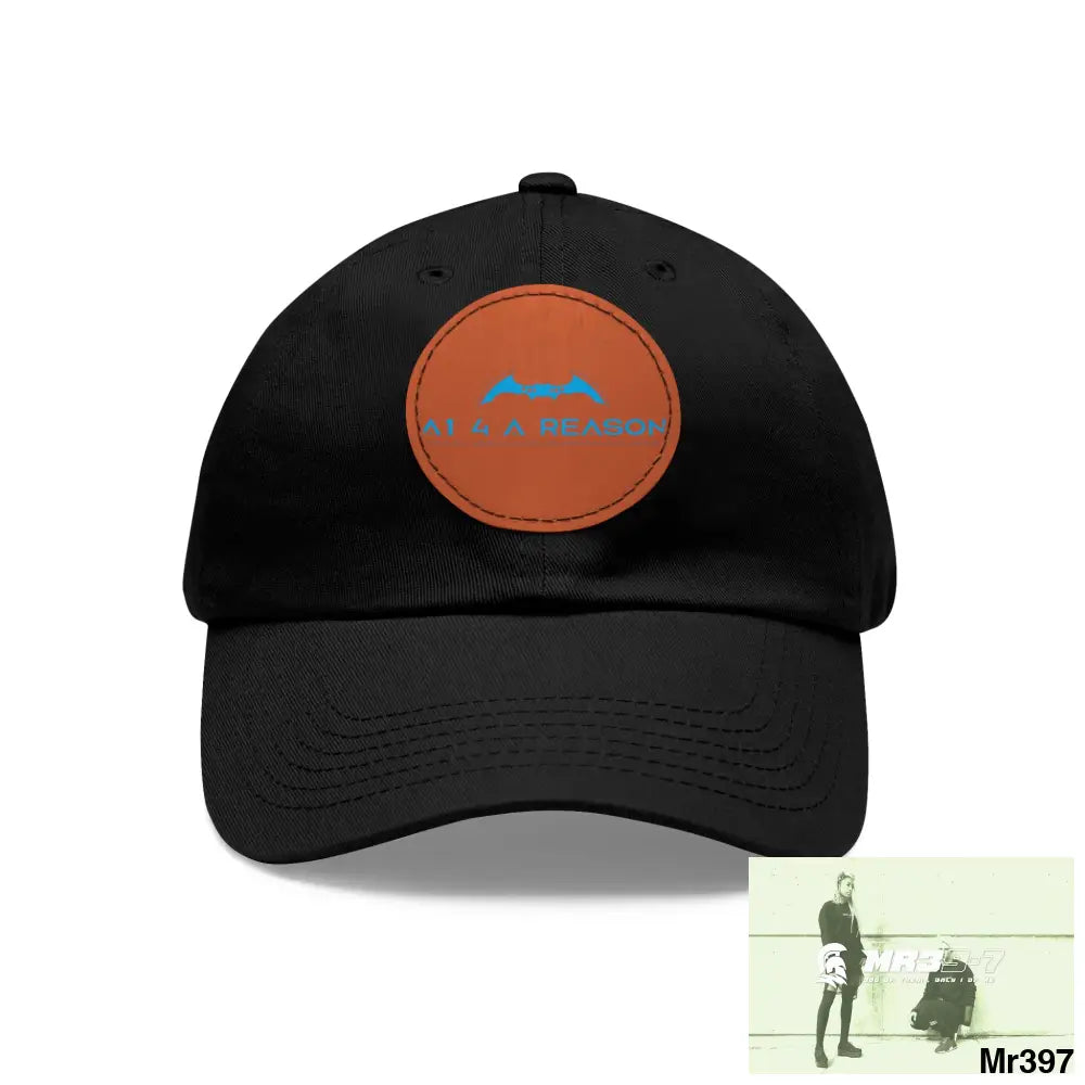 The A1 4 A Reason Dad Hat with Leather Patch (Round) Black / Light Brown / Circle / One size Hats