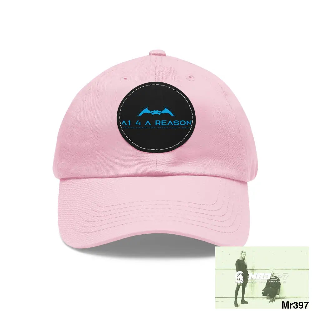 The A1 4 A Reason Dad Hat with Leather Patch (Round) Light Pink / Black patch / Circle / One size Hats