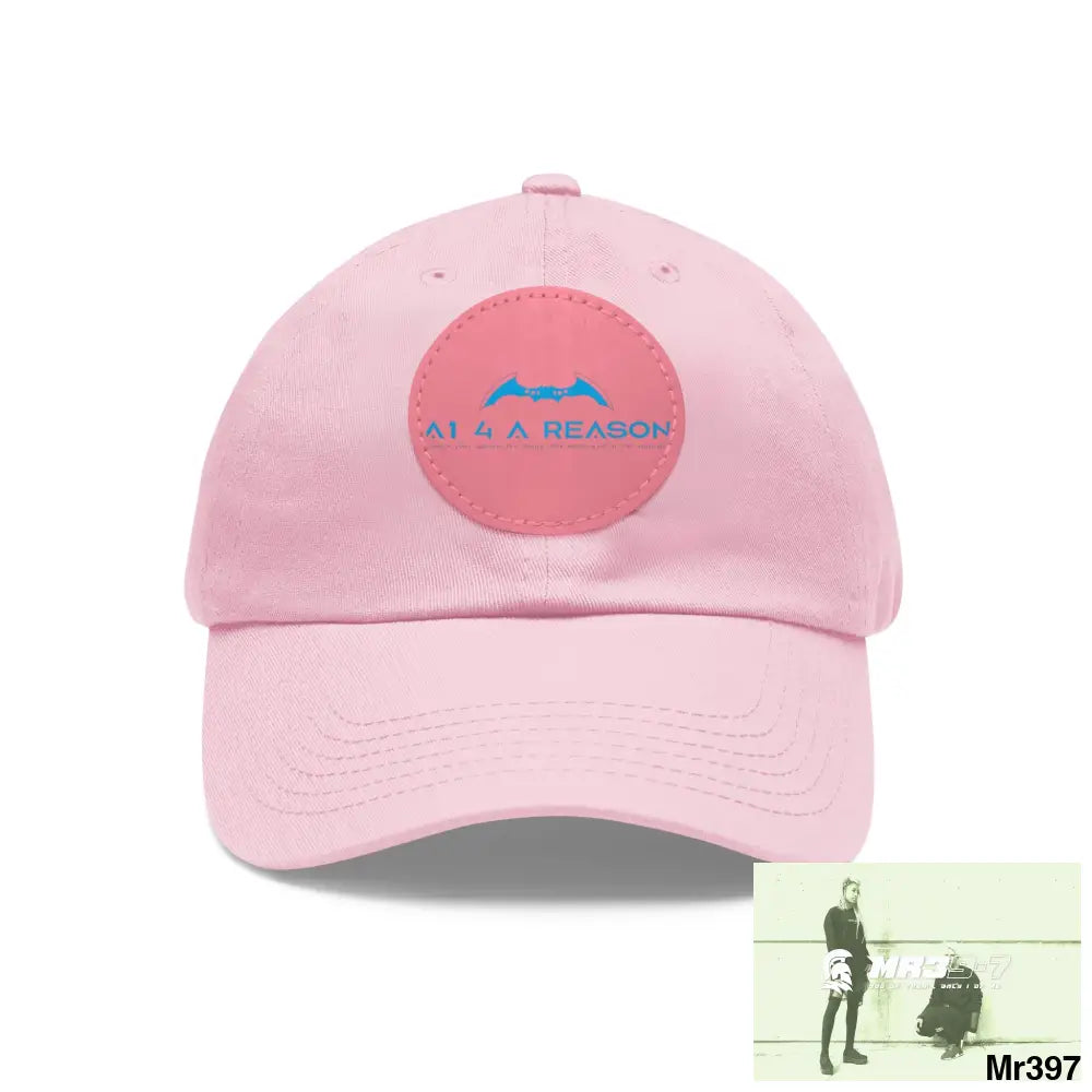 The A1 4 A Reason Dad Hat with Leather Patch (Round) Light Pink / Pink patch / Circle / One size Hats