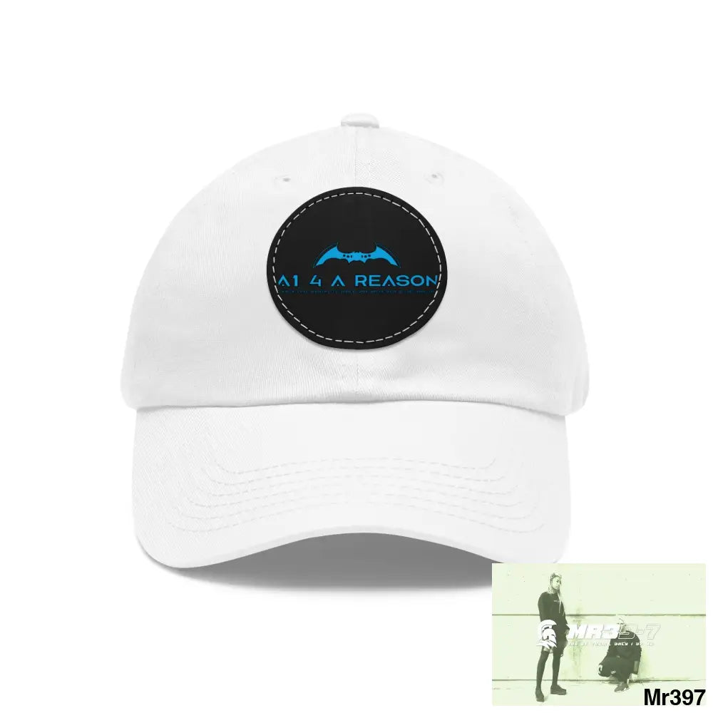 The A1 4 A Reason Dad Hat with Leather Patch (Round) White / Black patch / Circle / One size Hats