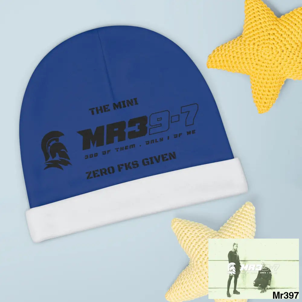 The Mini MR39 Baby Beanie (AOP) Zero fks Given One size / White All Over Prints