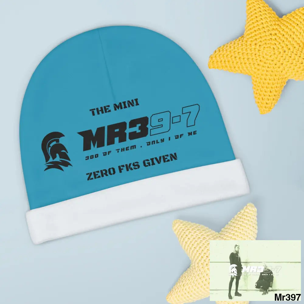 The Mini MR39 Baby Beanie (AOP) Zero fks Given One size / White All Over Prints