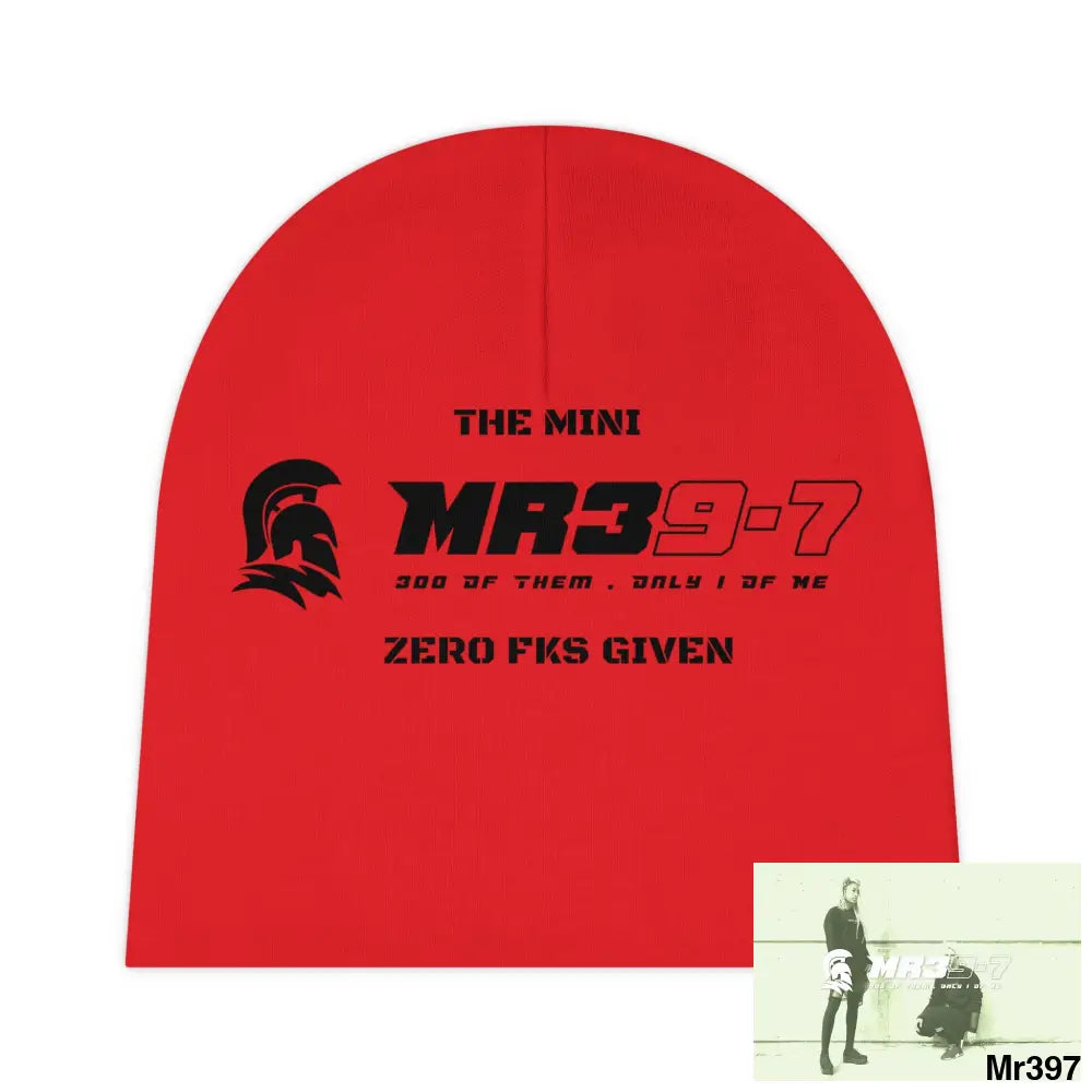 The Mini MR39 Baby Beanie (AOP) Zero fks Given One size / White All Over Prints