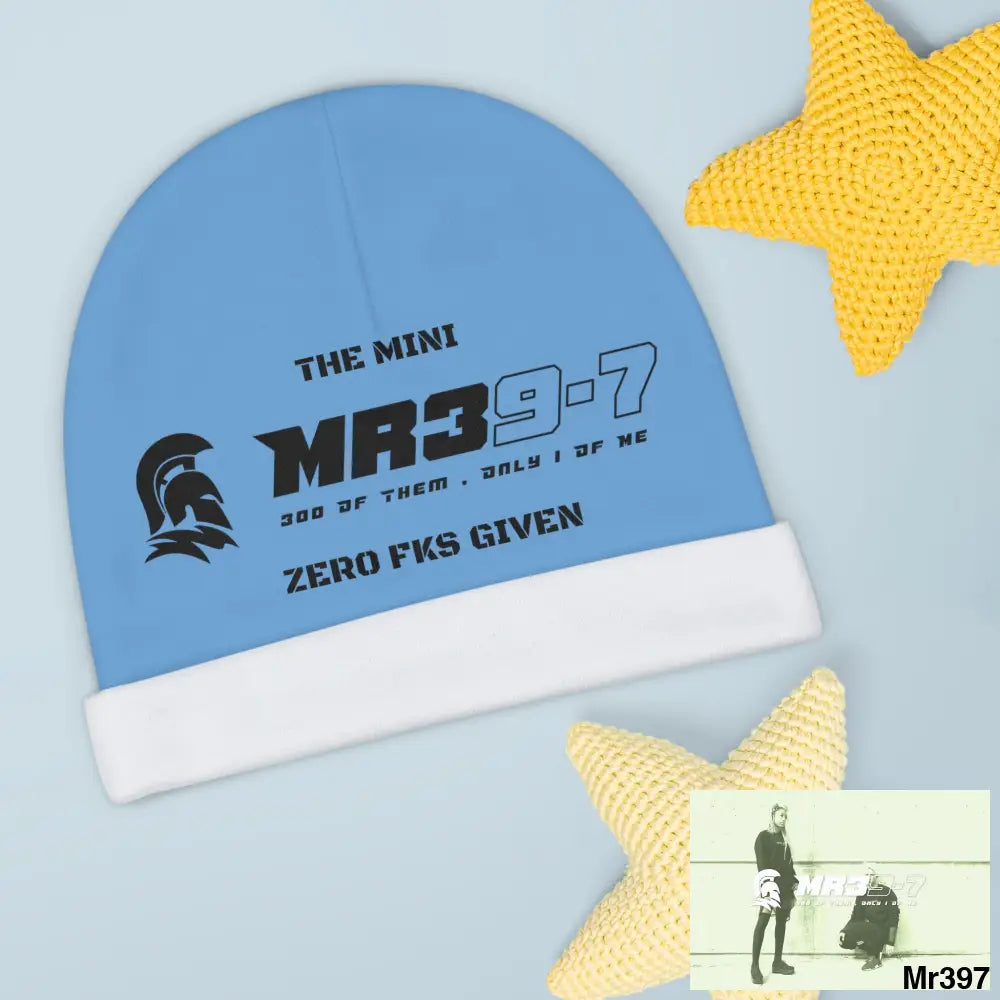 The Mini MR39 Baby Beanie (AOP) Zero fks Given One size / White All Over Prints