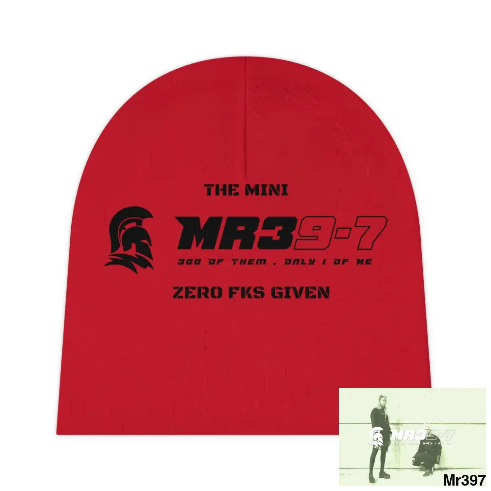 The Mini MR39 Baby Beanie (AOP) Zero fks Given One size / White All Over Prints
