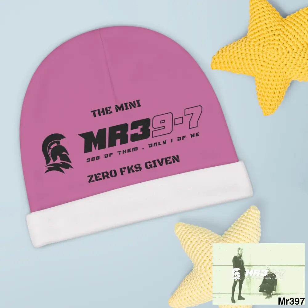 The Mini MR39 Baby Beanie (AOP) Zero fks Given One size / White All Over Prints