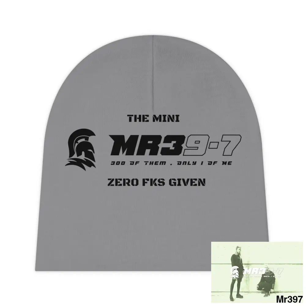 The Mini MR39 Baby Beanie (AOP) Zero fks Given One size / White All Over Prints