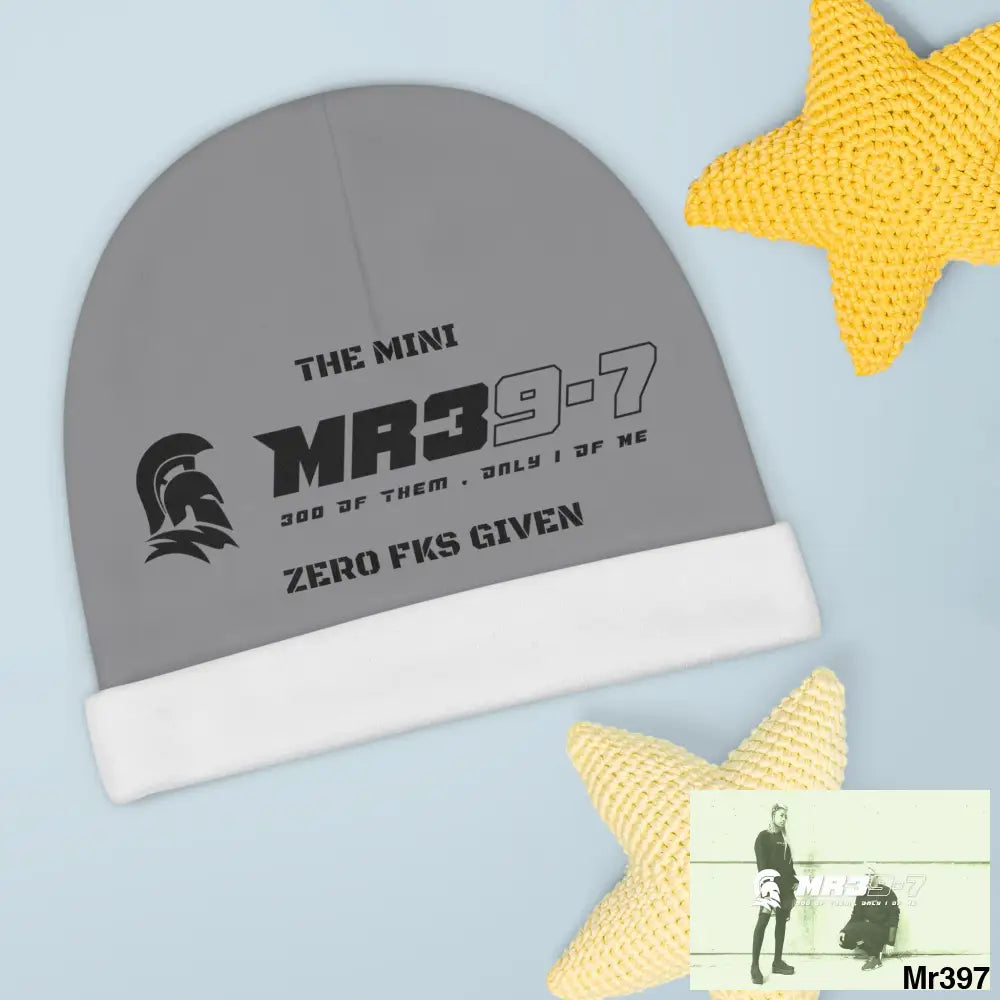 The Mini MR39 Baby Beanie (AOP) Zero fks Given One size / White All Over Prints