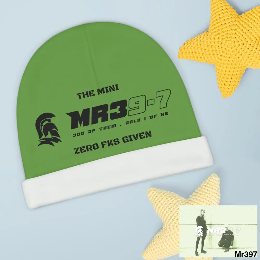 The Mini MR39 Baby Beanie (AOP) Zero fks Given One size / White All Over Prints