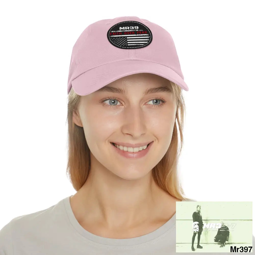 The MR39 Faith over Fear Dad Hat with Leather Patch (Round) Hats