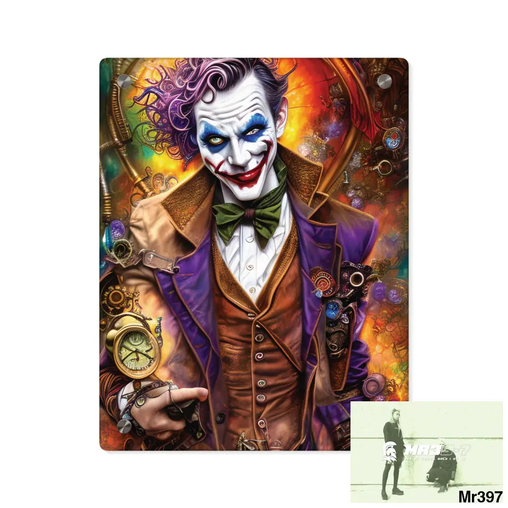 The Steampunk Joker Hearts Tribal Fractal Acrylic Wall Art Panels 11″ x 14″ (Vertical) / 0.25’’ Home Decor