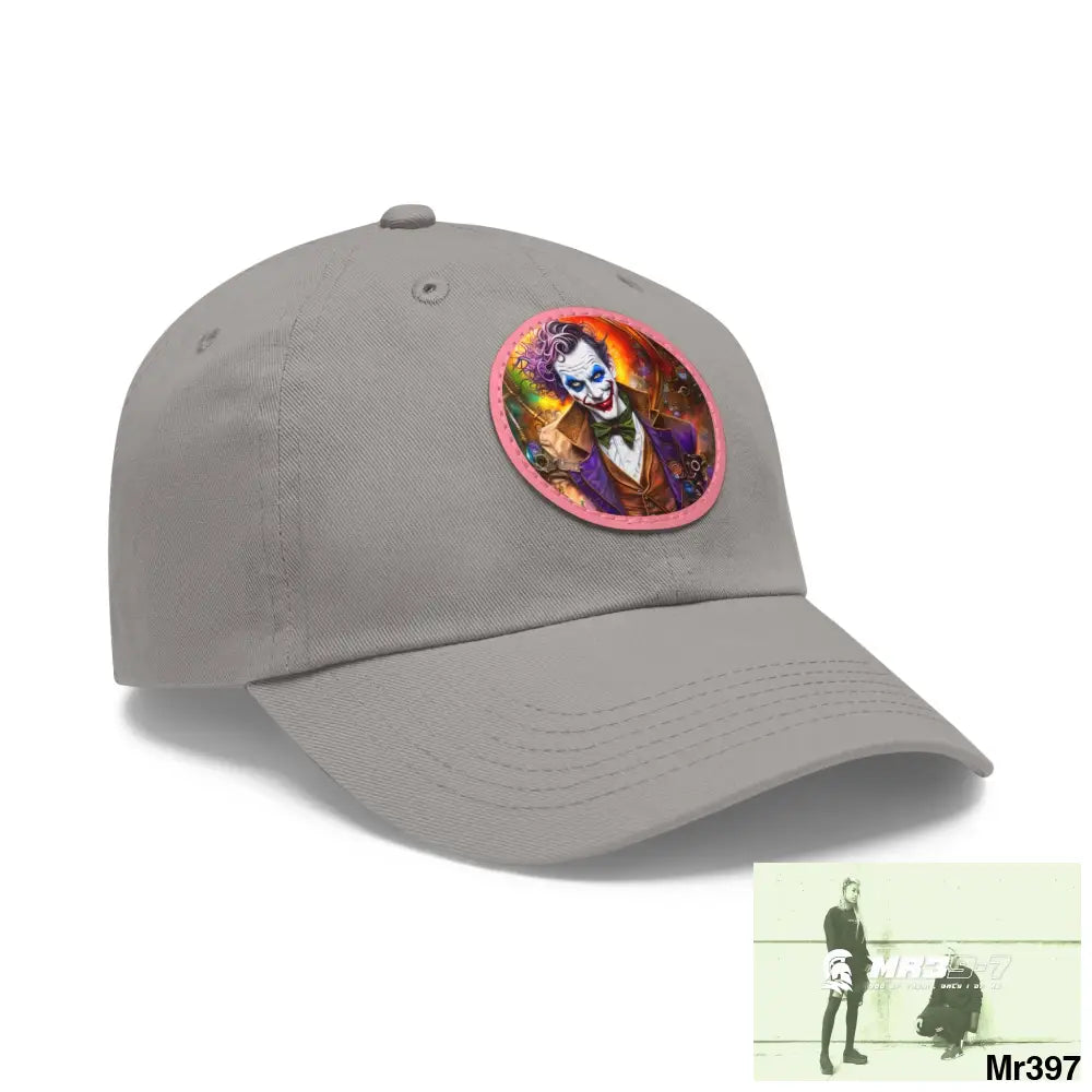 The Steampunk Joker Hearts Tribal Fractal Dad Hat with Leather Patch (Round) Hats
