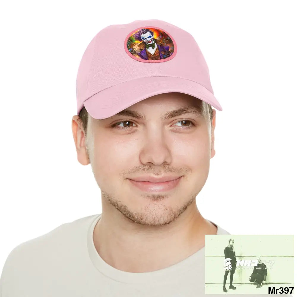 The Steampunk Joker Hearts Tribal Fractal Dad Hat with Leather Patch (Round) Hats