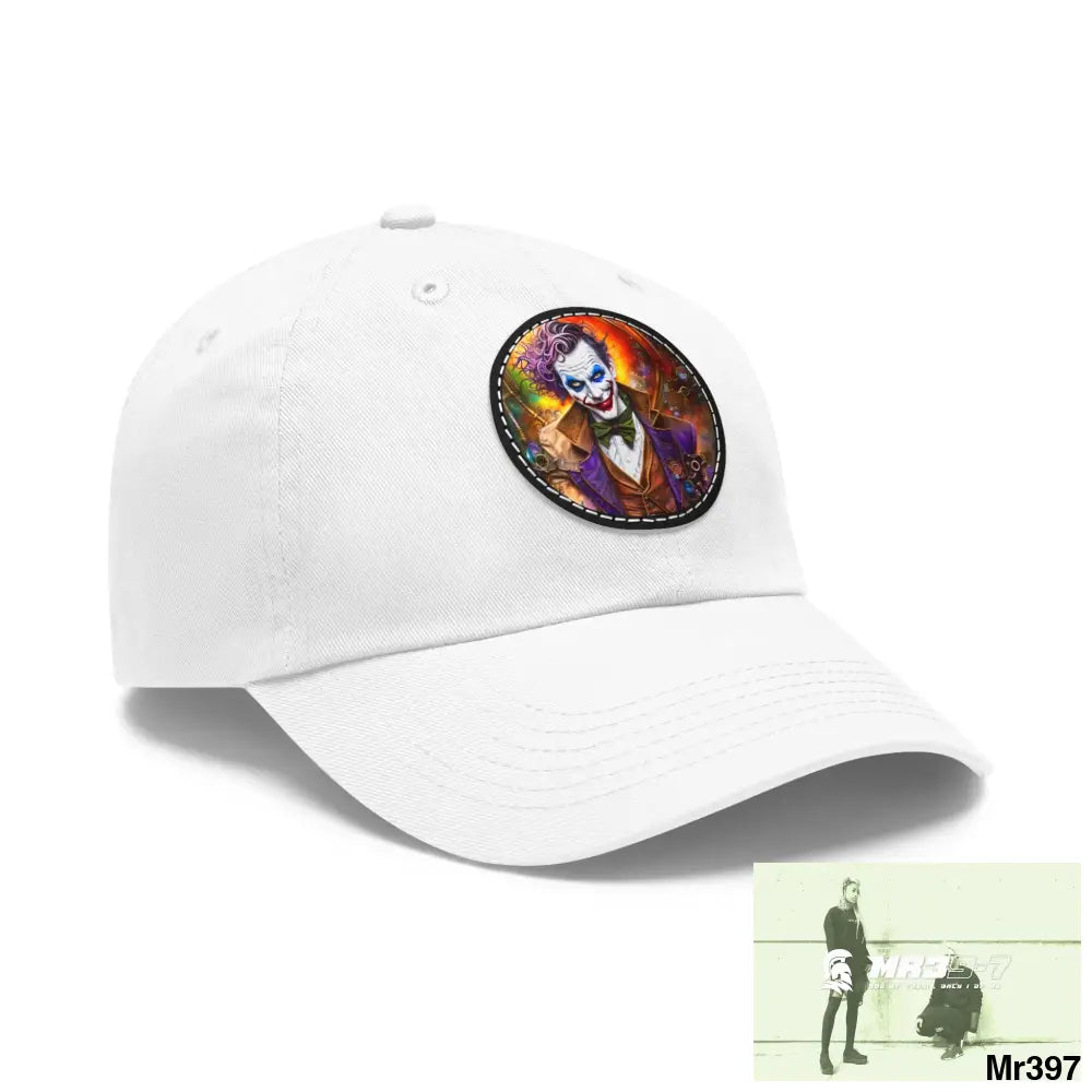 The Steampunk Joker Hearts Tribal Fractal Dad Hat with Leather Patch (Round) Hats