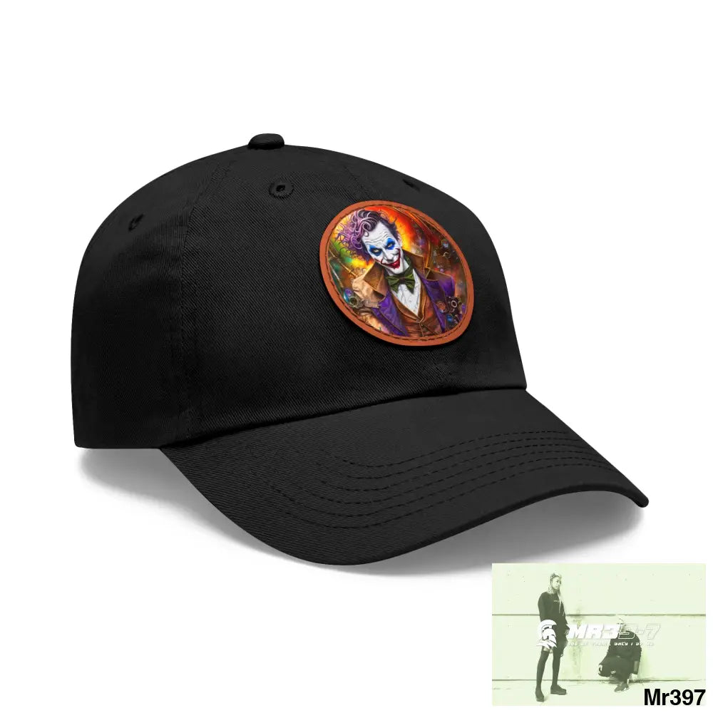 The Steampunk Joker Hearts Tribal Fractal Dad Hat with Leather Patch (Round) Hats