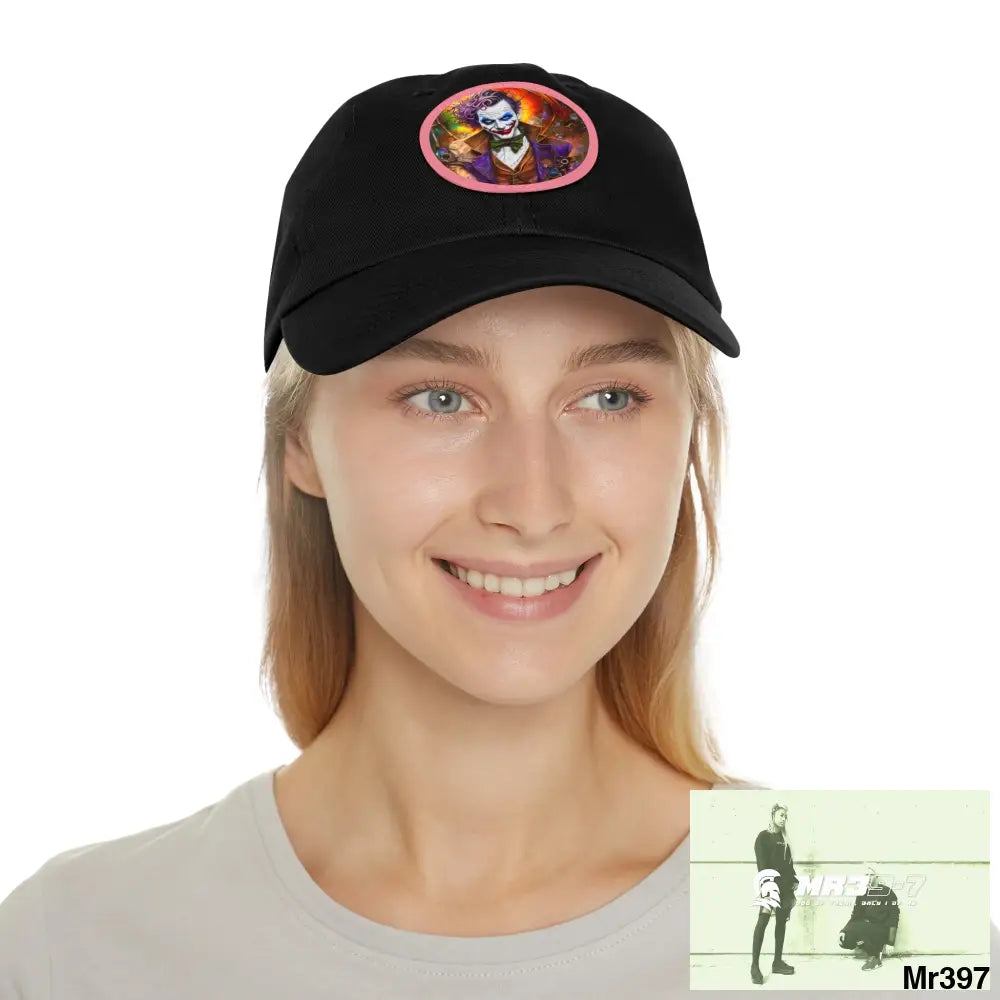 The Steampunk Joker Hearts Tribal Fractal Dad Hat with Leather Patch (Round) Hats