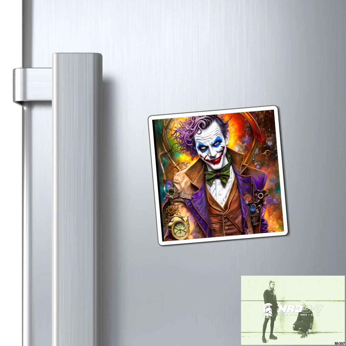 The Steampunk Joker Hearts Tribal Fractal Magnet 3’’ × 3’’ Paper products