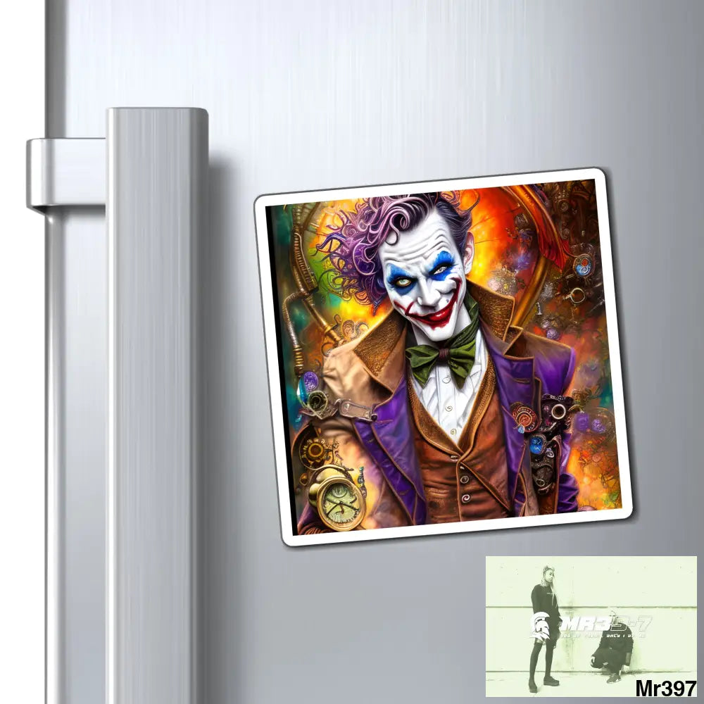 The Steampunk Joker Hearts Tribal Fractal Magnet 4’’ × 4’’ Paper products