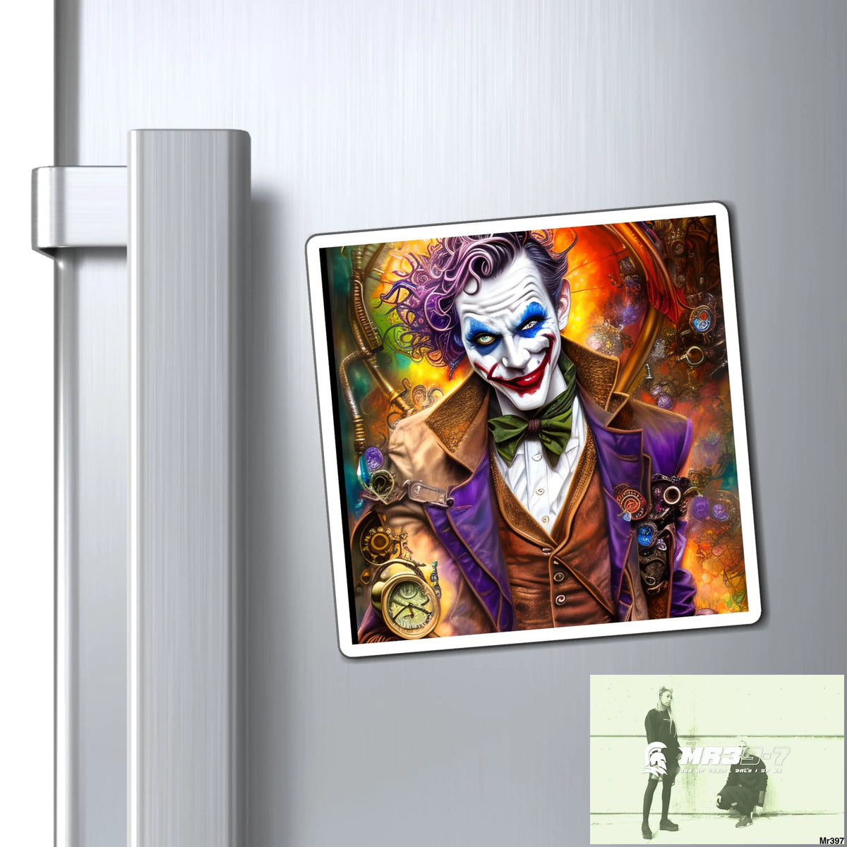 The Steampunk Joker Hearts Tribal Fractal Magnet 4’’ × 4’’ Paper products