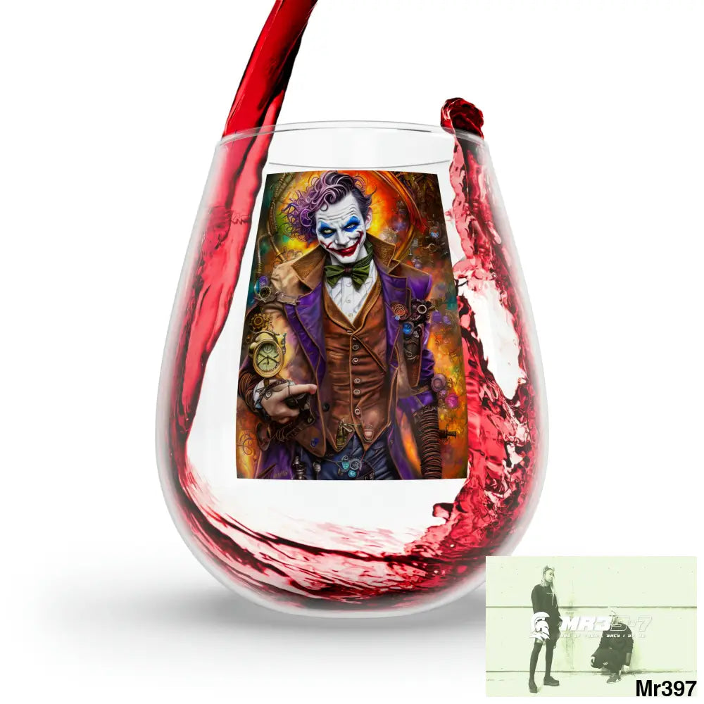 The Steampunk Joker Hearts Tribal Fractal Stemless Wine Glass 11.75oz 11.75oz Mug