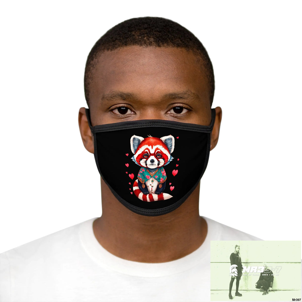 The Valentines Cute Red Panda Love Mixed-Fabric Face Mask One size Accessories