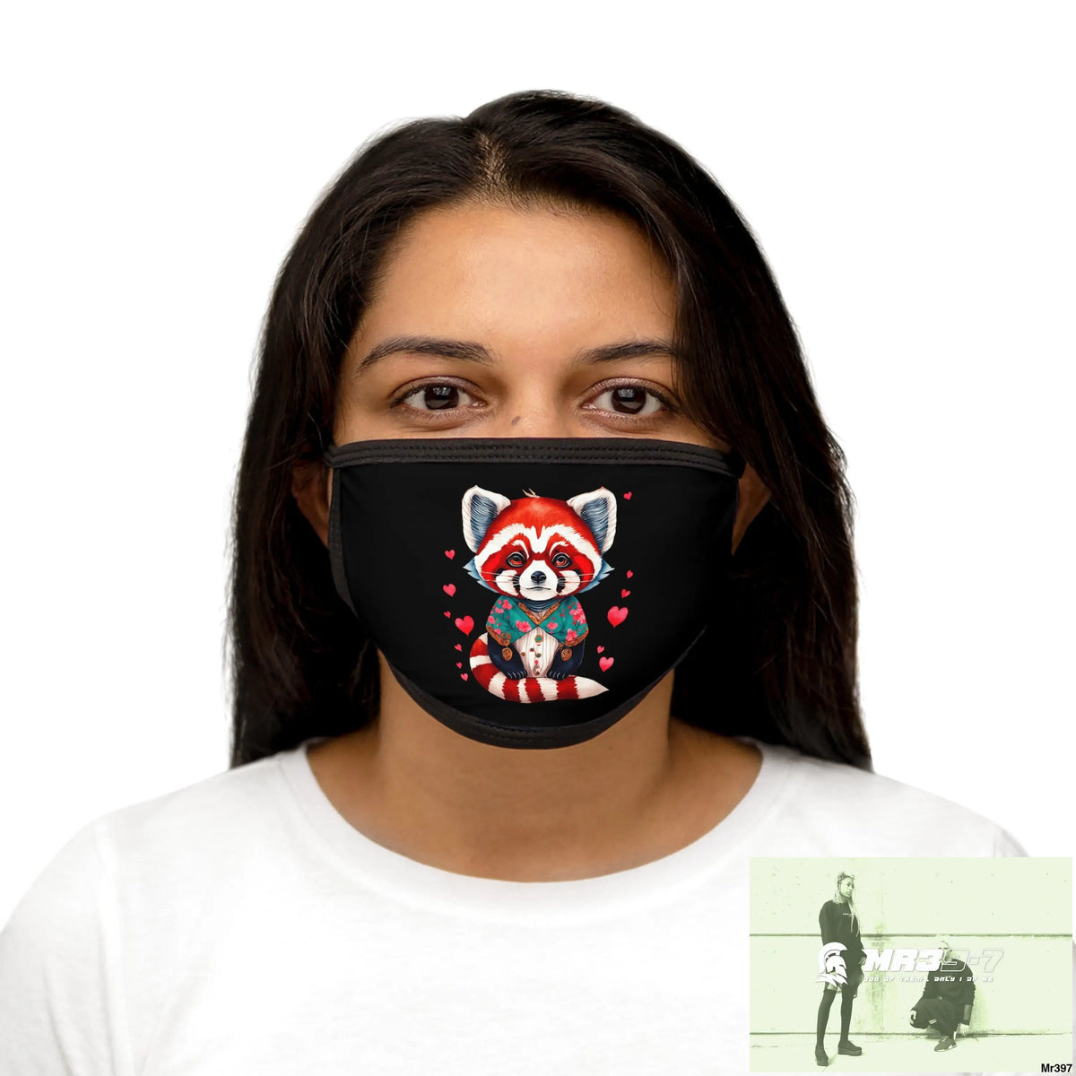 The Valentines Cute Red Panda Love Mixed-Fabric Face Mask One size Accessories
