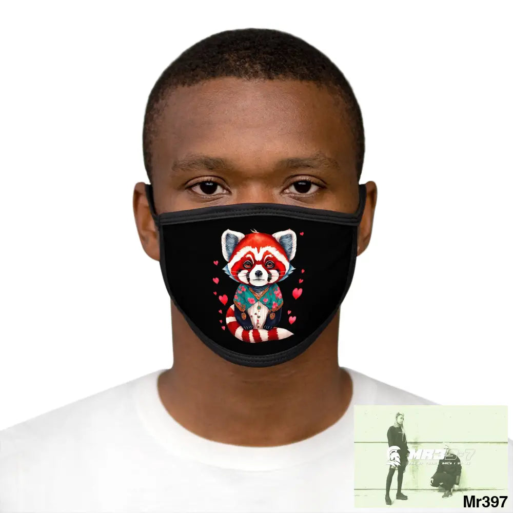 The Valentines Cute Red Panda Love Mixed-Fabric Face Mask One size Accessories