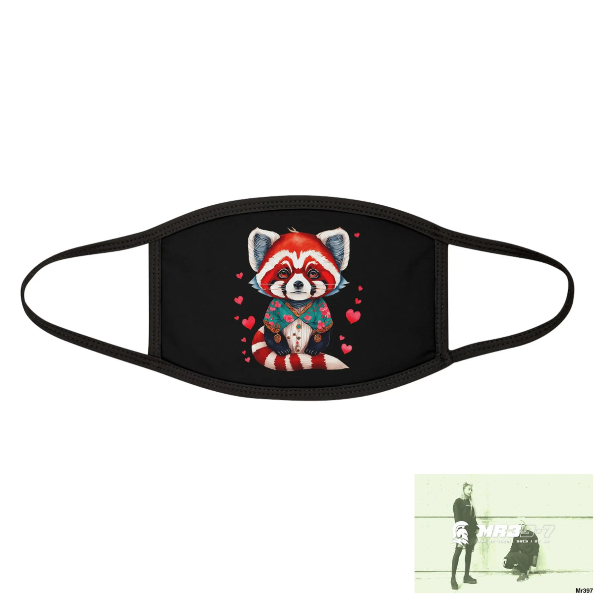 The Valentines Cute Red Panda Love Mixed-Fabric Face Mask One size Accessories
