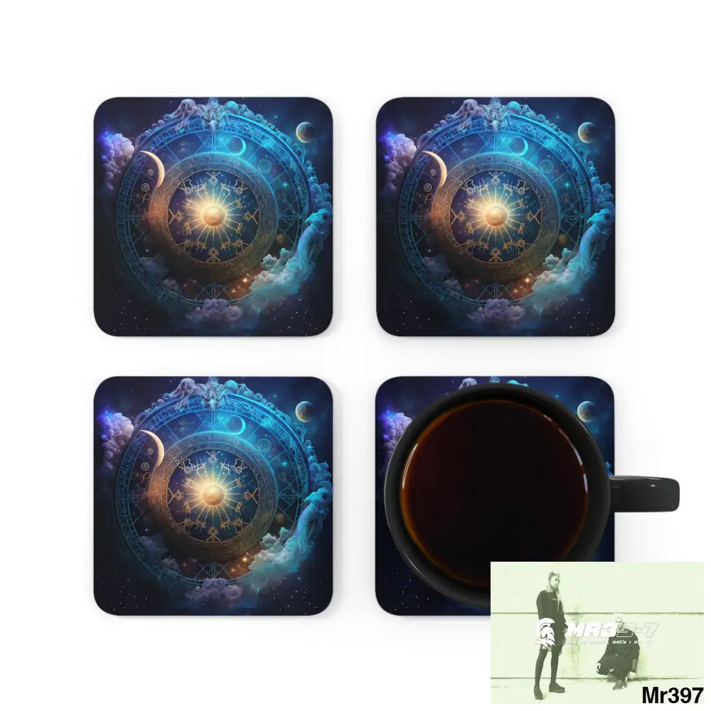 The Zodiacs Coaster Set Cork / 3.75’’ × 3.75’’ / Square Home Decor