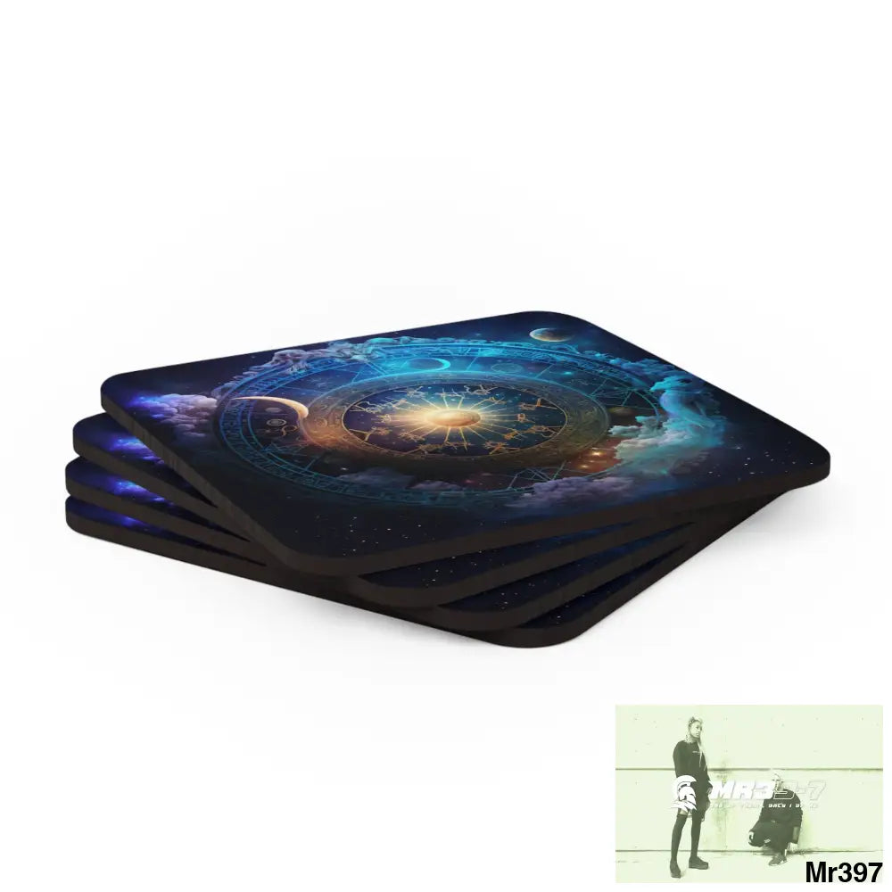 The Zodiacs Coaster Set Cork / 3.75’’ × 3.75’’ / Square Home Decor